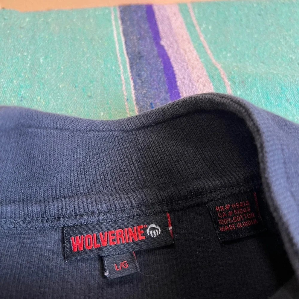 Wolverine Quarter Zip Pullover Mens Large Black Ribbed Cotton Knit Sweater